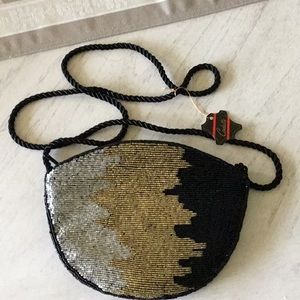 Codette Silver, Gold & Black beaded handbag.  NEW